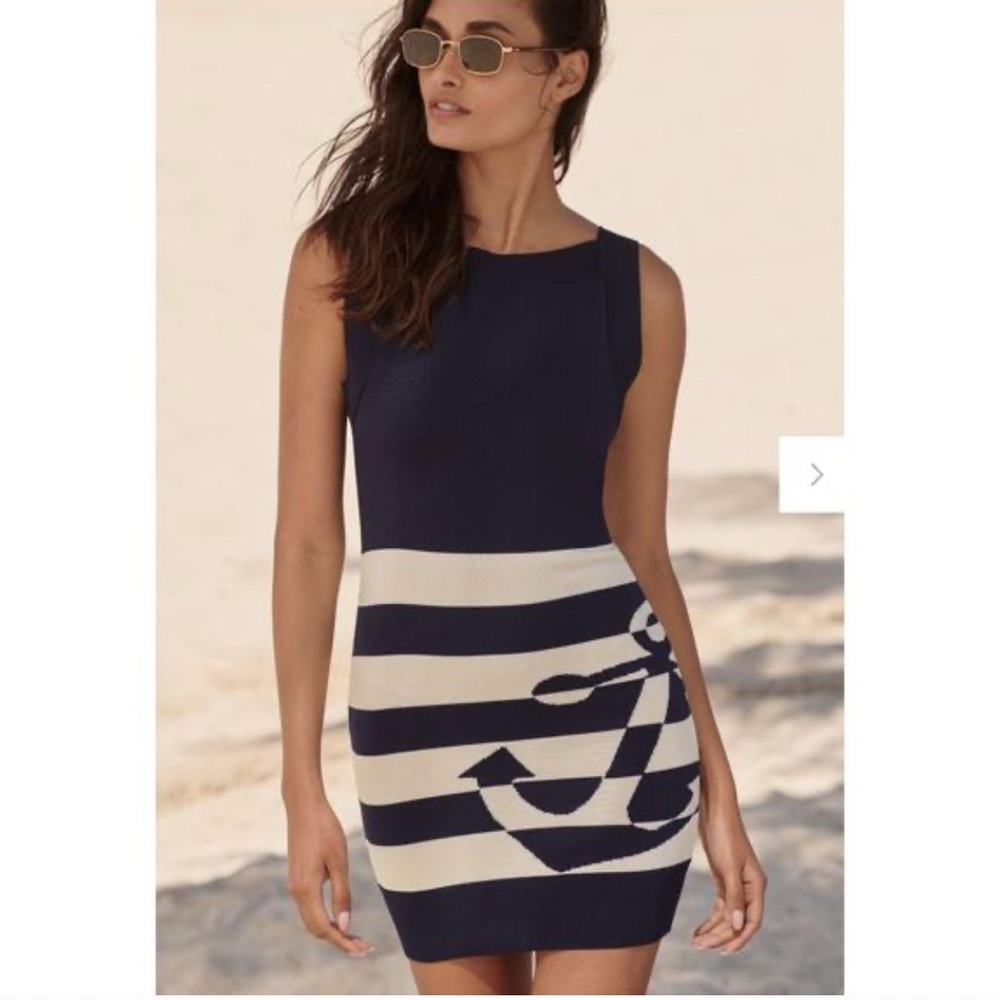 Anthropologie Blue and white anchor Mini Dress classic